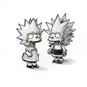 A creative design combining Lisa and Bart Simpson in a playful sibling dynamic tattoo design idea