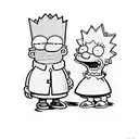A creative design combining Lisa and Bart Simpson in a playful sibling dynamic tattoo design idea