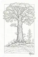 tall tree with name "bethelehem" written sideways tattoo design idea