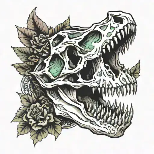 dinosaur skull tattoo design idea