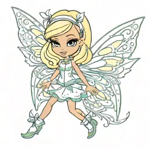 bratz pixie with wings tattoo design idea