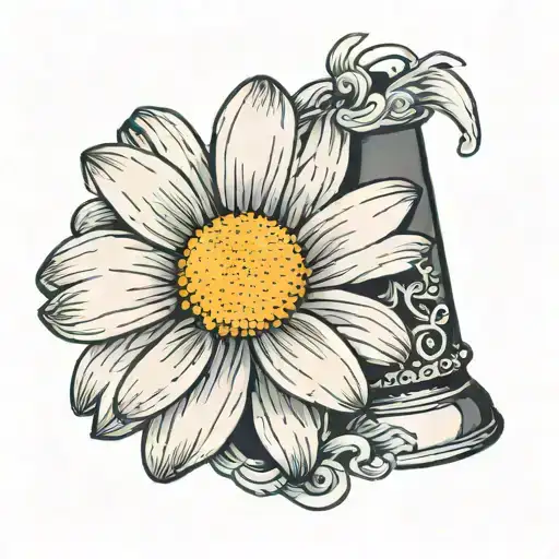 daisy flower in upside down thimble tattoo design idea