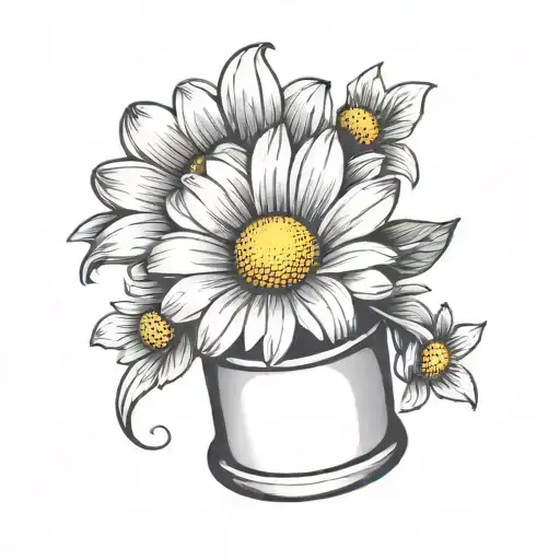 daisy flower in thimble tattoo design idea