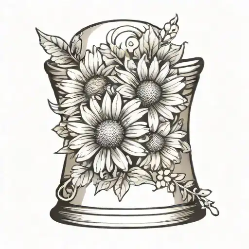 daisy flower in thimble tattoo design idea