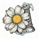 daisy flower in upside down thimble tattoo design idea