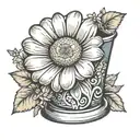 daisy flower in upside down thimble tattoo design idea