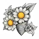 daisy flower in upside down thimble tattoo design idea