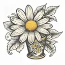 daisy flower in upside down thimble tattoo design idea