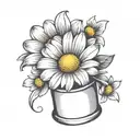 daisy flower in thimble tattoo design idea