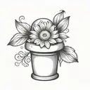 daisy flower in thimble tattoo design idea