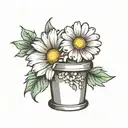daisy flower in thimble tattoo design idea