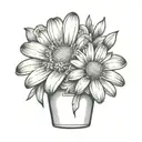 daisy flower in thimble tattoo design idea