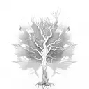 Within the blaze of minimalism, an embered tree emerges, etching its fiery essence onto skin. tattoo design idea