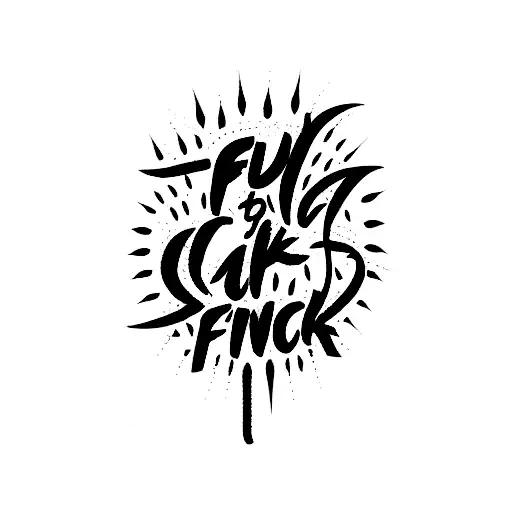 "fuck cancer" phrase in flames tattoo design idea