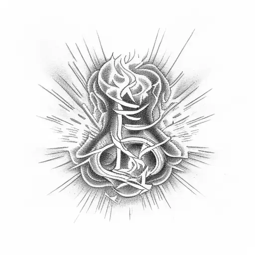 "fuck cancer" phrase in flames tattoo design idea