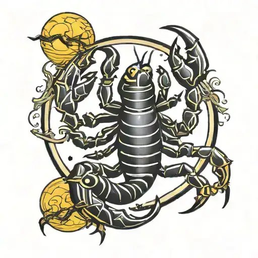 scorpion zodiac sign and moon  tattoo design idea