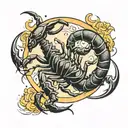 scorpion zodiac sign and moon  tattoo design idea