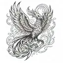 a phoenix rising from flames. The phoenix represents resilience and transformation through adversity, while the flames s tattoo design idea