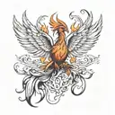 a phoenix rising from flames. The phoenix represents resilience and transformation through adversity, while the flames s tattoo design idea