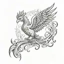 a phoenix rising from flames. The phoenix represents resilience and transformation through adversity, while the flames s tattoo design idea