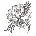 a phoenix rising from flames. The phoenix represents resilience and transformation through adversity, while the flames s tattoo design idea