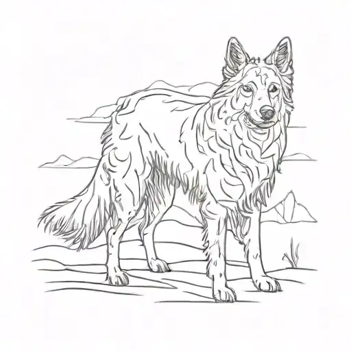 swiss shepherd silhouette formed tattoo design idea
