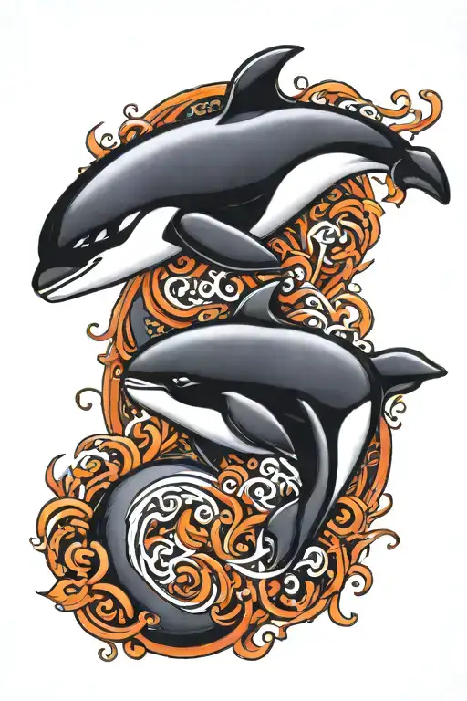 orca yin yang symbol tattoo design idea