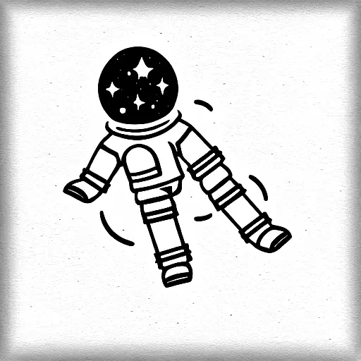 astronaut with moon faces tattoo design idea