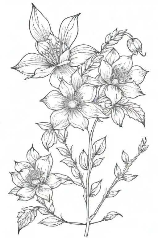 lupine rose and daisy flowers intertwined tattoo design idea