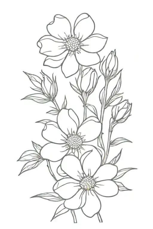 lupin rose daisy flowers tattoo design idea