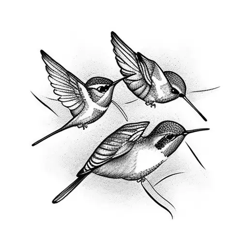 three little humming birds  tattoo design idea