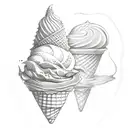 rubber hose style ice cream cone tattoo design idea