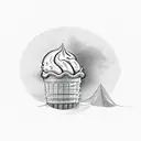 rubber hose style ice cream cone tattoo design idea