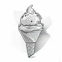 rubber hose style ice cream cone tattoo design idea