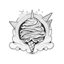 cartoon ice cream walking tattoo design idea