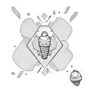 cartoon ice cream walking tattoo design idea
