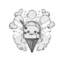 cartoon ice cream walking tattoo design idea