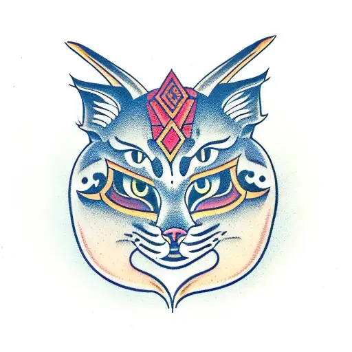 bobcat face with mouth open tattoo design idea