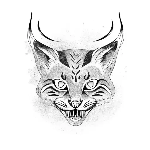bobcat face with mouth open tattoo design idea