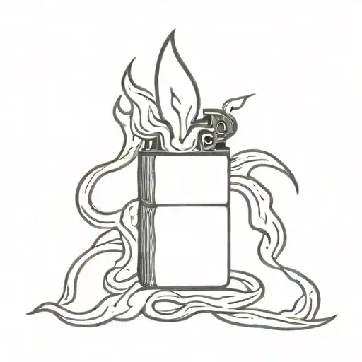 a zippo lighter and written Holy Spirit on the flames tattoo design idea