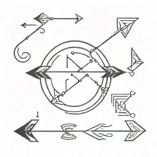 A simple and elegant arrow design with 6 elements from topto bottom tattoo design idea