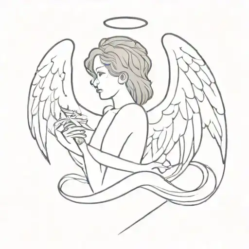 angel with devil wings tattoo design idea