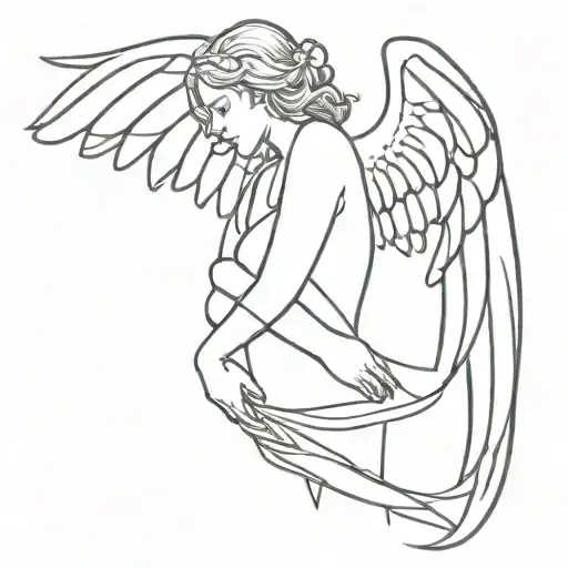 angel with demon wings tattoo design idea