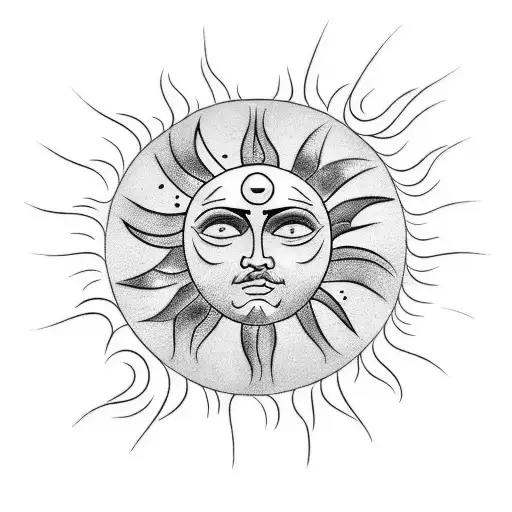 a tattoo that represents the sun that melt his wigs. The sun has to remember the Greek god of sun, but at the same time  tattoo design idea
