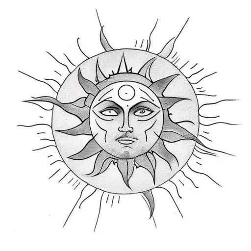 a tattoo that represents the sun that melt Icarus wigs. The sun has to remember Apollo, but at the same time  tattoo design idea
