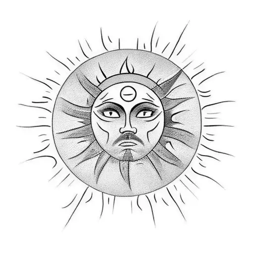 a tattoo that represents the sun that melt his wigs. The sun has to remember the Greek god of sun, but at the same time  tattoo design idea