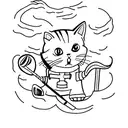 A minimalist tattoo of a cat wearing golf shoes and holding a golf club tattoo design idea