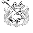 A minimalist tattoo of a cat wearing golf shoes and holding a golf club tattoo design idea