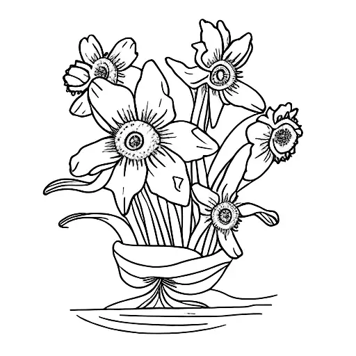 Daffodil and daisy tattoo design idea