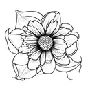 Daffodil and daisy intertwined bouquet tattoo design idea